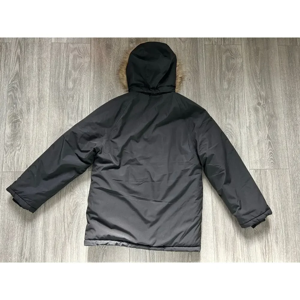 Kid’s Black Water-Repellent Padded Parka Hooded Jacket Size 16 Years
